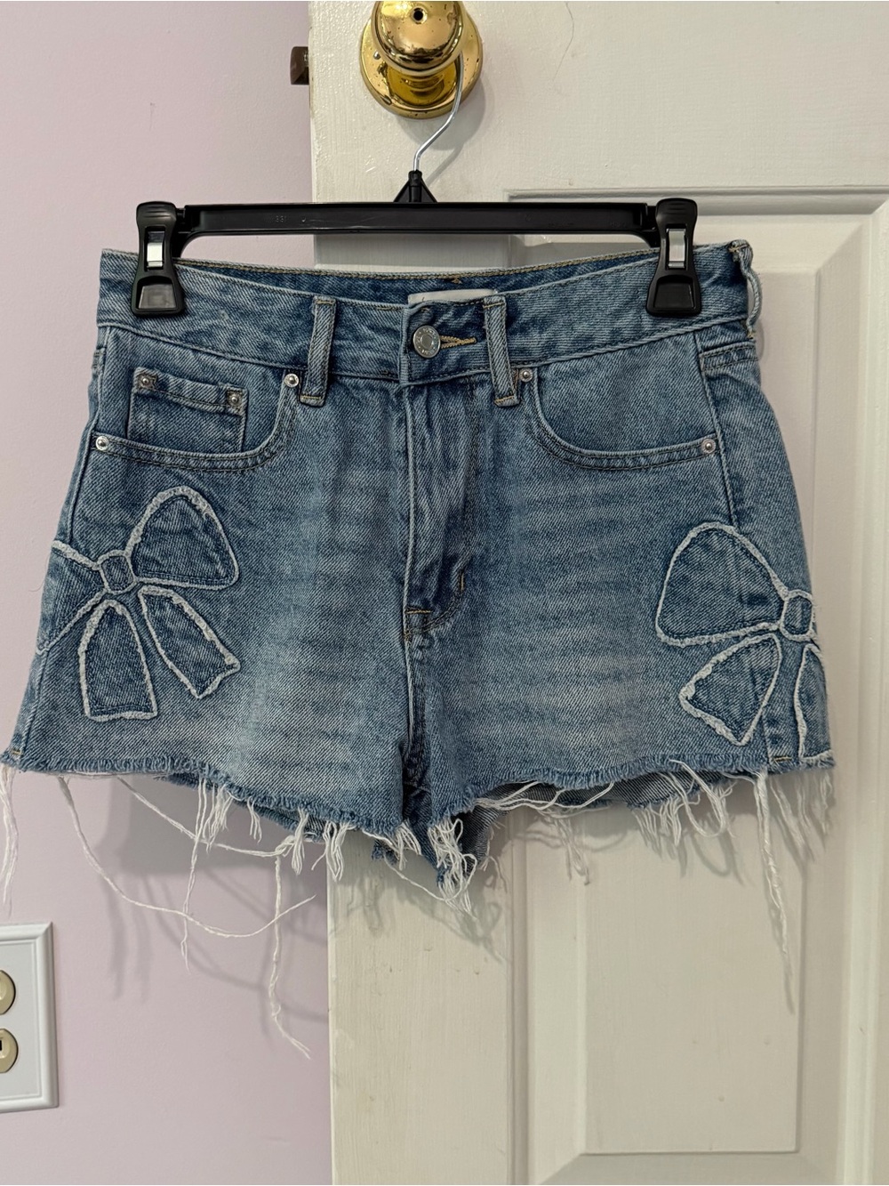 PacSun Light Blue Denim Bow Accent Shorts